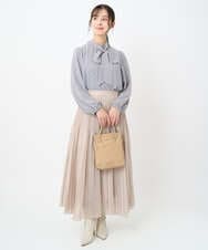 F1HAD44160 MK MICHEL KLEIN(小さいサイズ)(メゾン ドゥ サンク) 【小さいサイズ】ブライトシアープリーツスカート/洗える ブルー