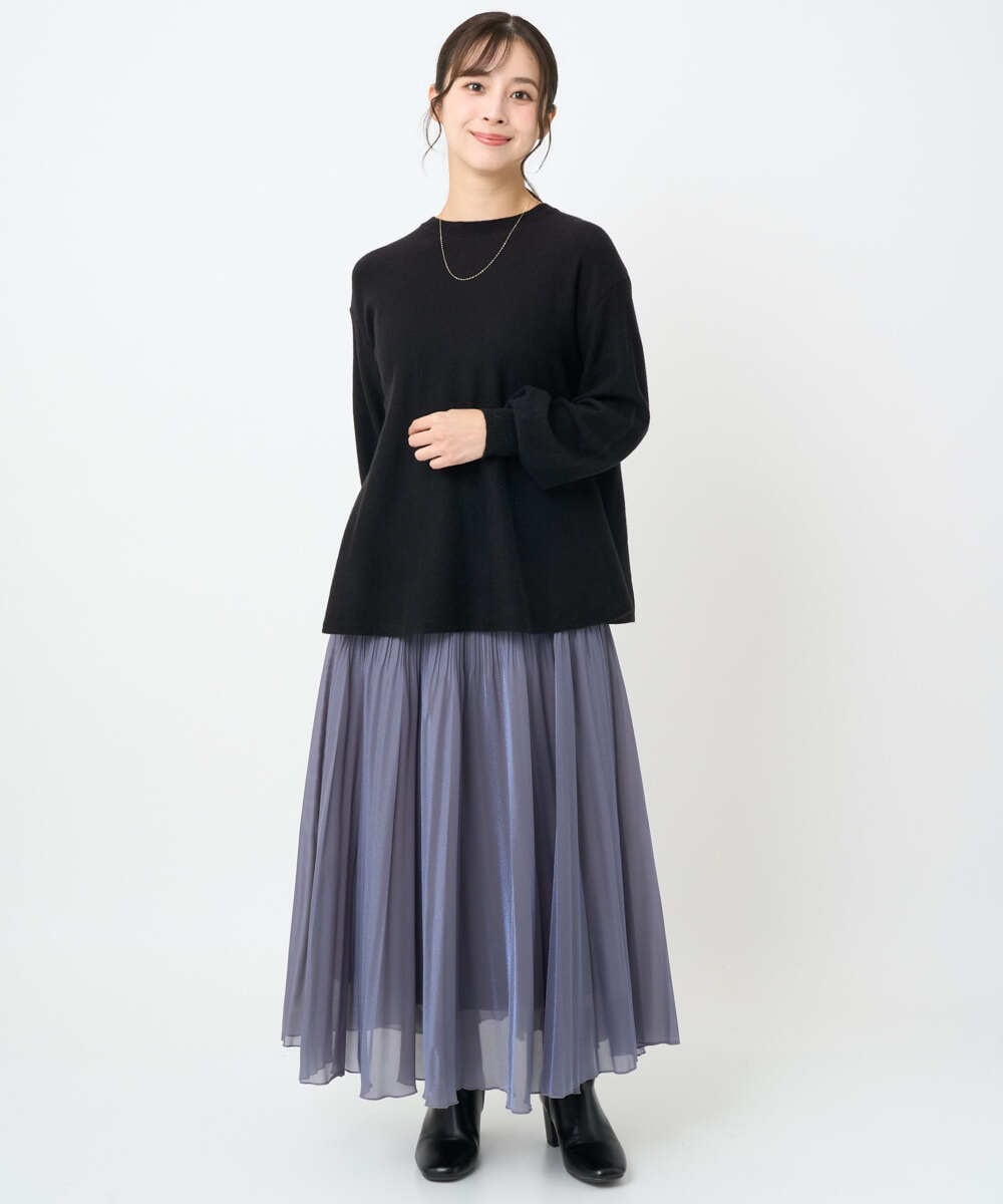 F1HAD44160 MK MICHEL KLEIN(小さいサイズ)(メゾン ドゥ サンク) 【小さいサイズ】ブライトシアープリーツスカート/洗える ブルー