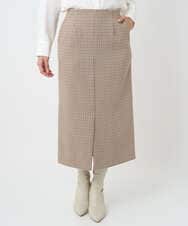 F1HAD45160 MK MICHEL KLEIN(小さいサイズ)(メゾン ドゥ サンク) 【小さいサイズ】ガンクラブチェック柄ナロースカート/洗える ベージュ