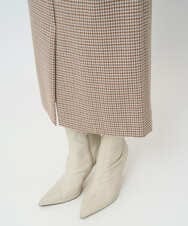 F1HAD45160 MK MICHEL KLEIN(小さいサイズ)(メゾン ドゥ サンク) 【小さいサイズ】ガンクラブチェック柄ナロースカート/洗える ベージュ