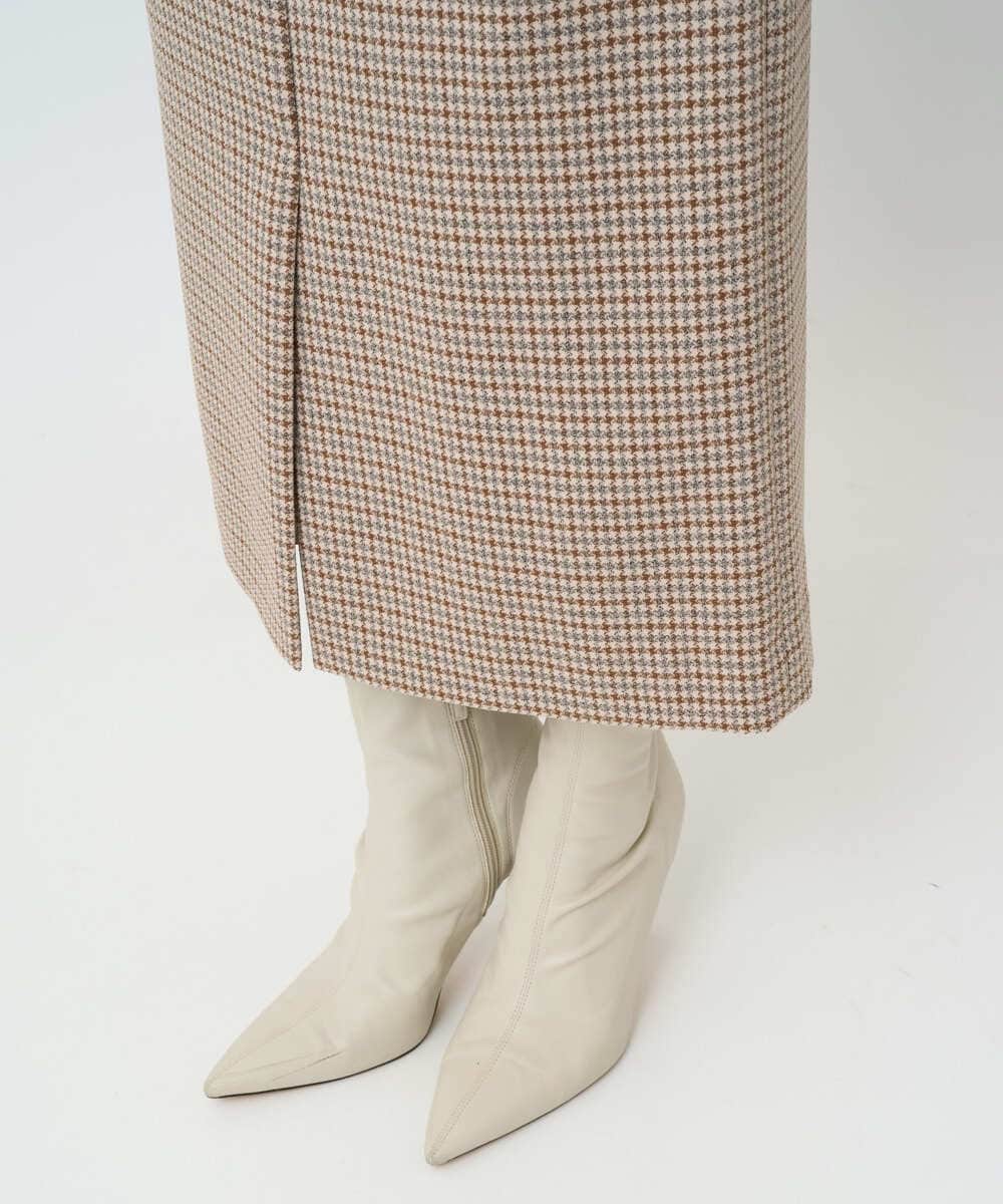 F1HAD45160 MK MICHEL KLEIN(小さいサイズ)(メゾン ドゥ サンク) 【小さいサイズ】ガンクラブチェック柄ナロースカート/洗える ベージュ