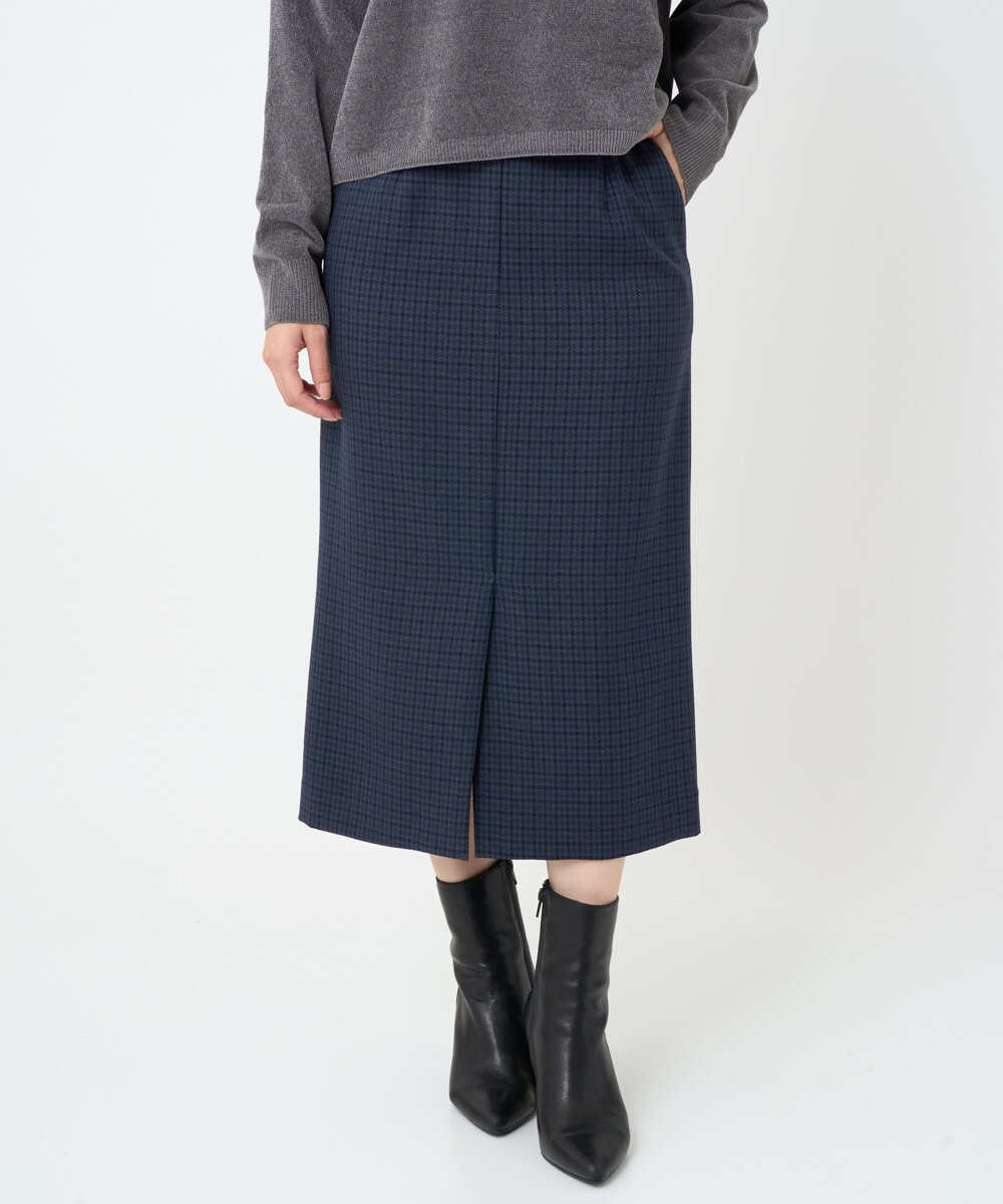 F1HAD45160 MK MICHEL KLEIN(小さいサイズ)(メゾン ドゥ サンク) 【小さいサイズ】ガンクラブチェック柄ナロースカート/洗える ベージュ