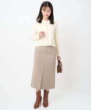 F1HAD45160 MK MICHEL KLEIN(小さいサイズ)(メゾン ドゥ サンク) 【小さいサイズ】ガンクラブチェック柄ナロースカート/洗える ベージュ