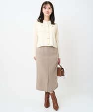 F1HAD45160 MK MICHEL KLEIN(小さいサイズ)(メゾン ドゥ サンク) 【小さいサイズ】ガンクラブチェック柄ナロースカート/洗える ベージュ