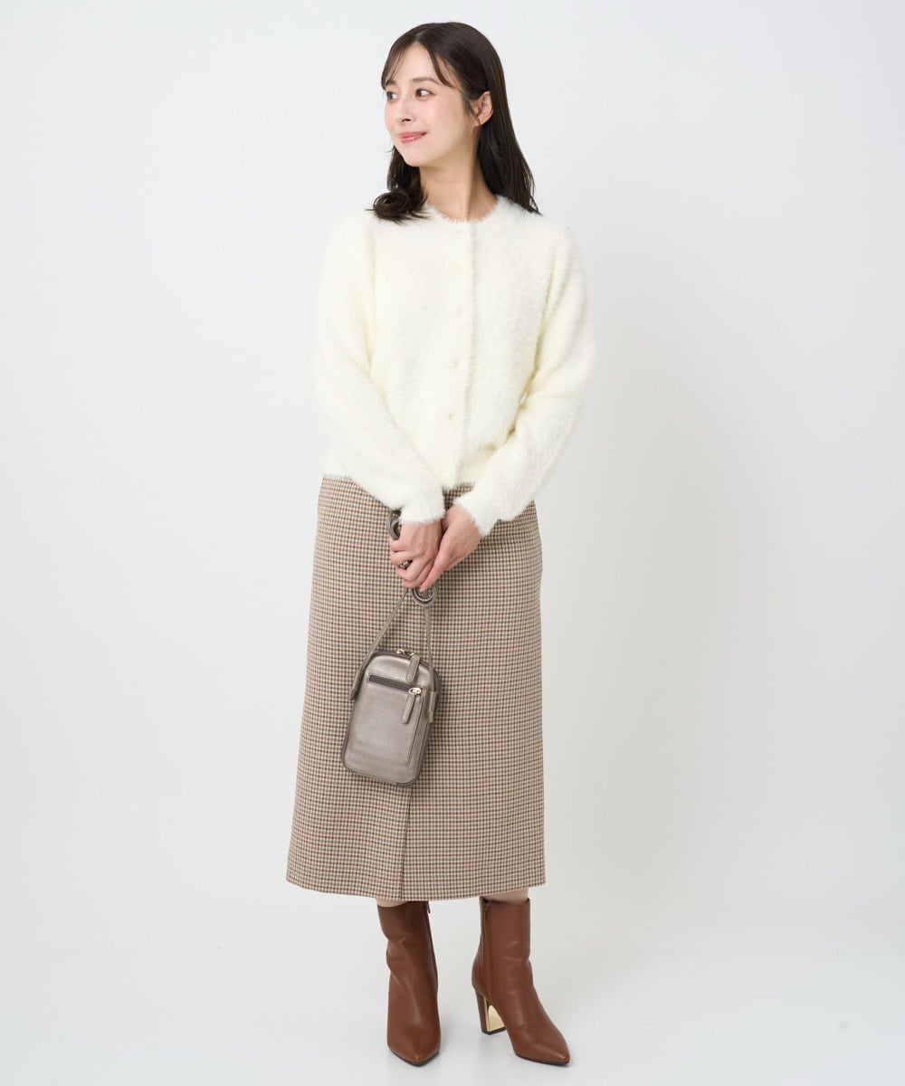 F1HAD45160 MK MICHEL KLEIN(小さいサイズ)(メゾン ドゥ サンク) 【小さいサイズ】ガンクラブチェック柄ナロースカート/洗える ベージュ