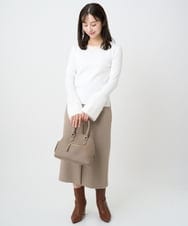 F1HAD45160 MK MICHEL KLEIN(小さいサイズ)(メゾン ドゥ サンク) 【小さいサイズ】ガンクラブチェック柄ナロースカート/洗える ベージュ