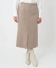 F1HAD45160 MK MICHEL KLEIN(小さいサイズ)(メゾン ドゥ サンク) 【小さいサイズ】ガンクラブチェック柄ナロースカート/洗える ベージュ