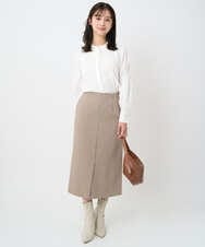 F1HAD45160 MK MICHEL KLEIN(小さいサイズ)(メゾン ドゥ サンク) 【小さいサイズ】ガンクラブチェック柄ナロースカート/洗える ベージュ