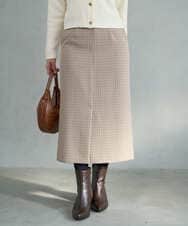 F1HAD45160 MK MICHEL KLEIN(小さいサイズ)(メゾン ドゥ サンク) 【小さいサイズ】ガンクラブチェック柄ナロースカート/洗える ベージュ