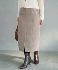 F1HAD45160 MK MICHEL KLEIN(小さいサイズ)(メゾン ドゥ サンク) 【小さいサイズ】ガンクラブチェック柄ナロースカート/洗える ベージュ