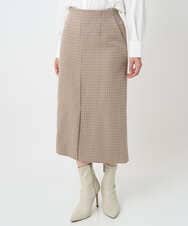 F1HAD45160 MK MICHEL KLEIN(小さいサイズ)(メゾン ドゥ サンク) 【小さいサイズ】ガンクラブチェック柄ナロースカート/洗える ベージュ