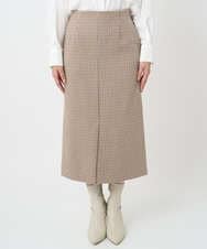 F1HAD45160 MK MICHEL KLEIN(小さいサイズ)(メゾン ドゥ サンク) 【小さいサイズ】ガンクラブチェック柄ナロースカート/洗える ベージュ