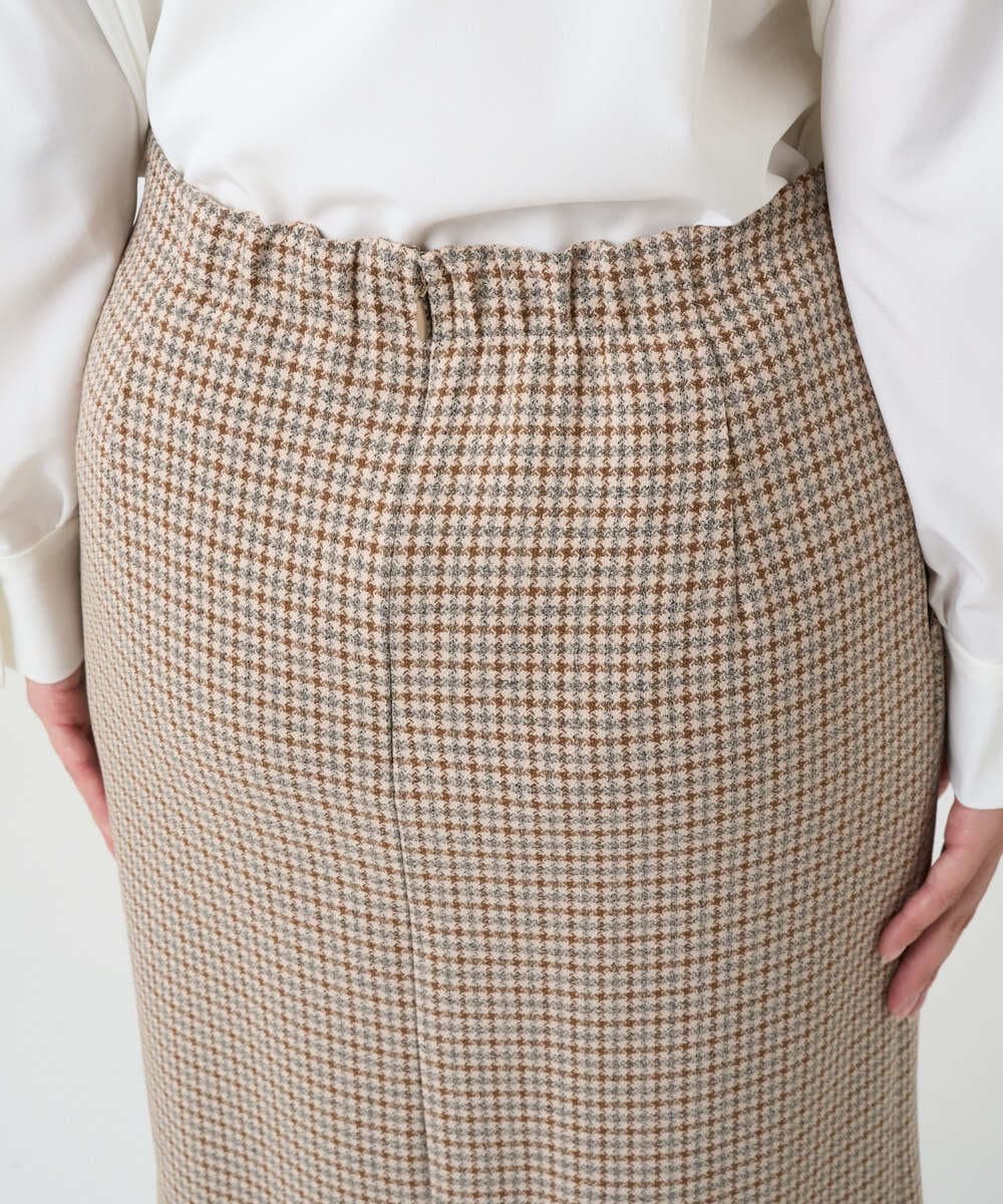 F1HAD45160 MK MICHEL KLEIN(小さいサイズ)(メゾン ドゥ サンク) 【小さいサイズ】ガンクラブチェック柄ナロースカート/洗える ベージュ