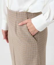 F1HAD45160 MK MICHEL KLEIN(小さいサイズ)(メゾン ドゥ サンク) 【小さいサイズ】ガンクラブチェック柄ナロースカート/洗える ベージュ