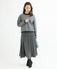 F1HAV01170 MK MICHEL KLEIN(小さいサイズ)(メゾン ドゥ サンク) 【小さいサイズ】千鳥ジャガードニットプリーツスカート/洗える グレー