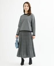 F1HAV01170 MK MICHEL KLEIN(小さいサイズ)(メゾン ドゥ サンク) 【小さいサイズ】千鳥ジャガードニットプリーツスカート/洗える グレー