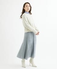 F1HAV01170 MK MICHEL KLEIN(小さいサイズ)(メゾン ドゥ サンク) 【小さいサイズ】千鳥ジャガードニットプリーツスカート/洗える グレー