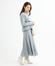 F1HAV01170 MK MICHEL KLEIN(小さいサイズ)(メゾン ドゥ サンク) 【小さいサイズ】千鳥ジャガードニットプリーツスカート/洗える グレー