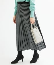F1HAV01170 MK MICHEL KLEIN(小さいサイズ)(メゾン ドゥ サンク) 【小さいサイズ】千鳥ジャガードニットプリーツスカート/洗える グレー
