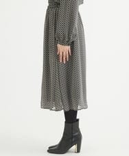 F1HAV03140 MK MICHEL KLEIN(小さいサイズ)(メゾン ドゥ サンク) 【小さいサイズ】スクエア幾何柄シフォンスカート/丈の長さが選べる/洗える ブラウン