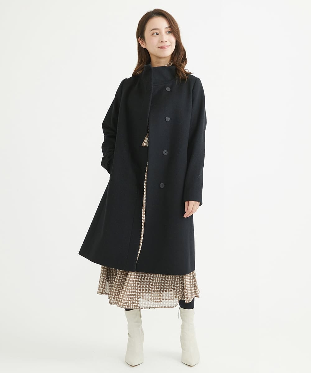 F1HAV03140 MK MICHEL KLEIN(小さいサイズ)(メゾン ドゥ サンク) 【小さいサイズ】スクエア幾何柄シフォンスカート/丈の長さが選べる/洗える ブラウン