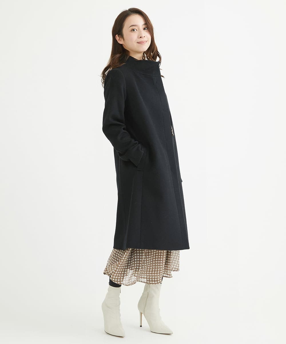 F1HAV03140 MK MICHEL KLEIN(小さいサイズ)(メゾン ドゥ サンク) 【小さいサイズ】スクエア幾何柄シフォンスカート/丈の長さが選べる/洗える ブラウン