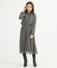 F1HAV03140 MK MICHEL KLEIN(小さいサイズ)(メゾン ドゥ サンク) 【小さいサイズ】スクエア幾何柄シフォンスカート/丈の長さが選べる/洗える ブラウン