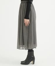 F1HAV03140 MK MICHEL KLEIN(小さいサイズ)(メゾン ドゥ サンク) 【小さいサイズ】スクエア幾何柄シフォンスカート/丈の長さが選べる/洗える ブラウン