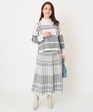 F1HAV06170 MK MICHEL KLEIN(小さいサイズ)(メゾン ドゥ サンク) 【小さいサイズ】チェック柄プリーツニットスカート/洗える ネイビー
