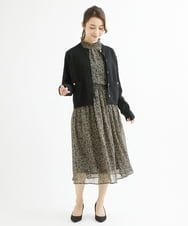 F1HAV09140 MK MICHEL KLEIN(小さいサイズ)(メゾン ドゥ サンク) 【小さいサイズ】ツイード調プリントシフォンスカート/丈の長さが選べる/洗える ネイビー