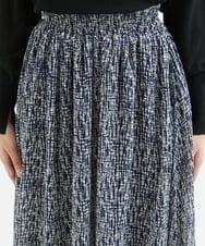 F1HAV09140 MK MICHEL KLEIN(小さいサイズ)(メゾン ドゥ サンク) 【小さいサイズ】ツイード調プリントシフォンスカート/丈の長さが選べる/洗える ネイビー