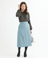 F1HAV42130 MK MICHEL KLEIN(小さいサイズ)(メゾン ドゥ サンク) 【小さいサイズ】台形シルエットスカート/洗える ブルーグレー