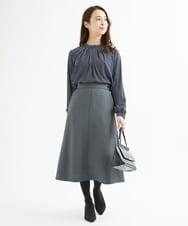F1HAV42130 MK MICHEL KLEIN(小さいサイズ)(メゾン ドゥ サンク) 【小さいサイズ】台形シルエットスカート/洗える ブルーグレー