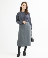 F1HAV42130 MK MICHEL KLEIN(小さいサイズ)(メゾン ドゥ サンク) 【小さいサイズ】台形シルエットスカート/洗える ブルーグレー