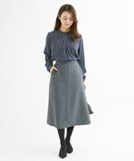 F1HAV42130 MK MICHEL KLEIN(小さいサイズ)(メゾン ドゥ サンク) 【小さいサイズ】台形シルエットスカート/洗える ブルーグレー