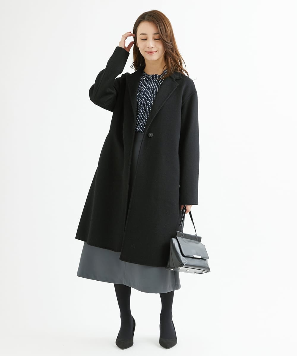 F1HAV42130 MK MICHEL KLEIN(小さいサイズ)(メゾン ドゥ サンク) 【小さいサイズ】台形シルエットスカート/洗える ブルーグレー