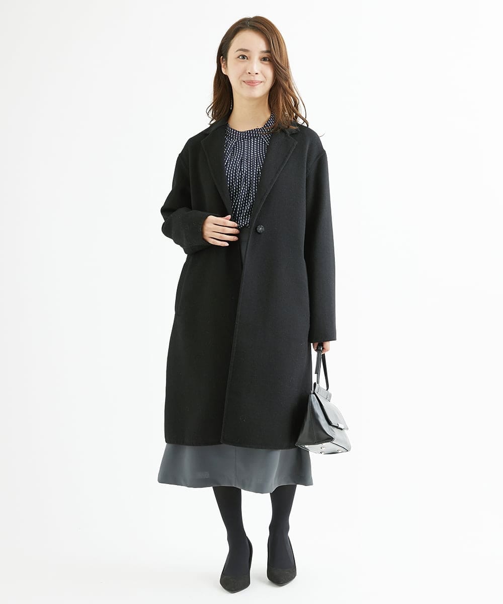 F1HAV42130 MK MICHEL KLEIN(小さいサイズ)(メゾン ドゥ サンク) 【小さいサイズ】台形シルエットスカート/洗える ブルーグレー