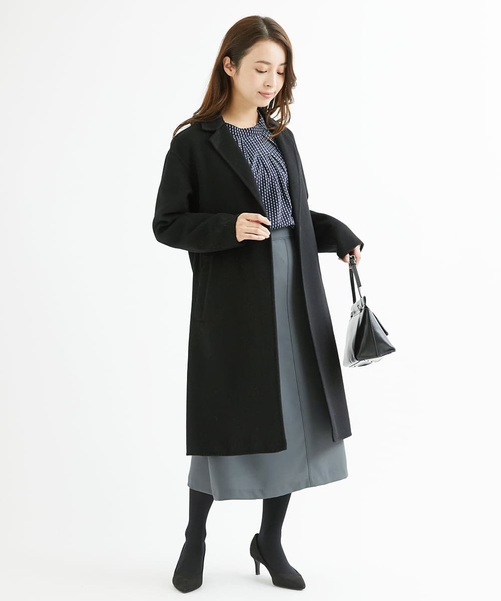 F1HAV42130 MK MICHEL KLEIN(小さいサイズ)(メゾン ドゥ サンク) 【小さいサイズ】台形シルエットスカート/洗える ブルーグレー
