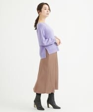 F1HAV50150 MK MICHEL KLEIN(小さいサイズ)(メゾン ドゥ サンク) 【小さいサイズ】サテンフレアスカート/洗える パープル