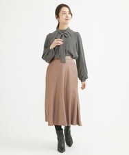 F1HAV50150 MK MICHEL KLEIN(小さいサイズ)(メゾン ドゥ サンク) 【小さいサイズ】サテンフレアスカート/洗える パープル
