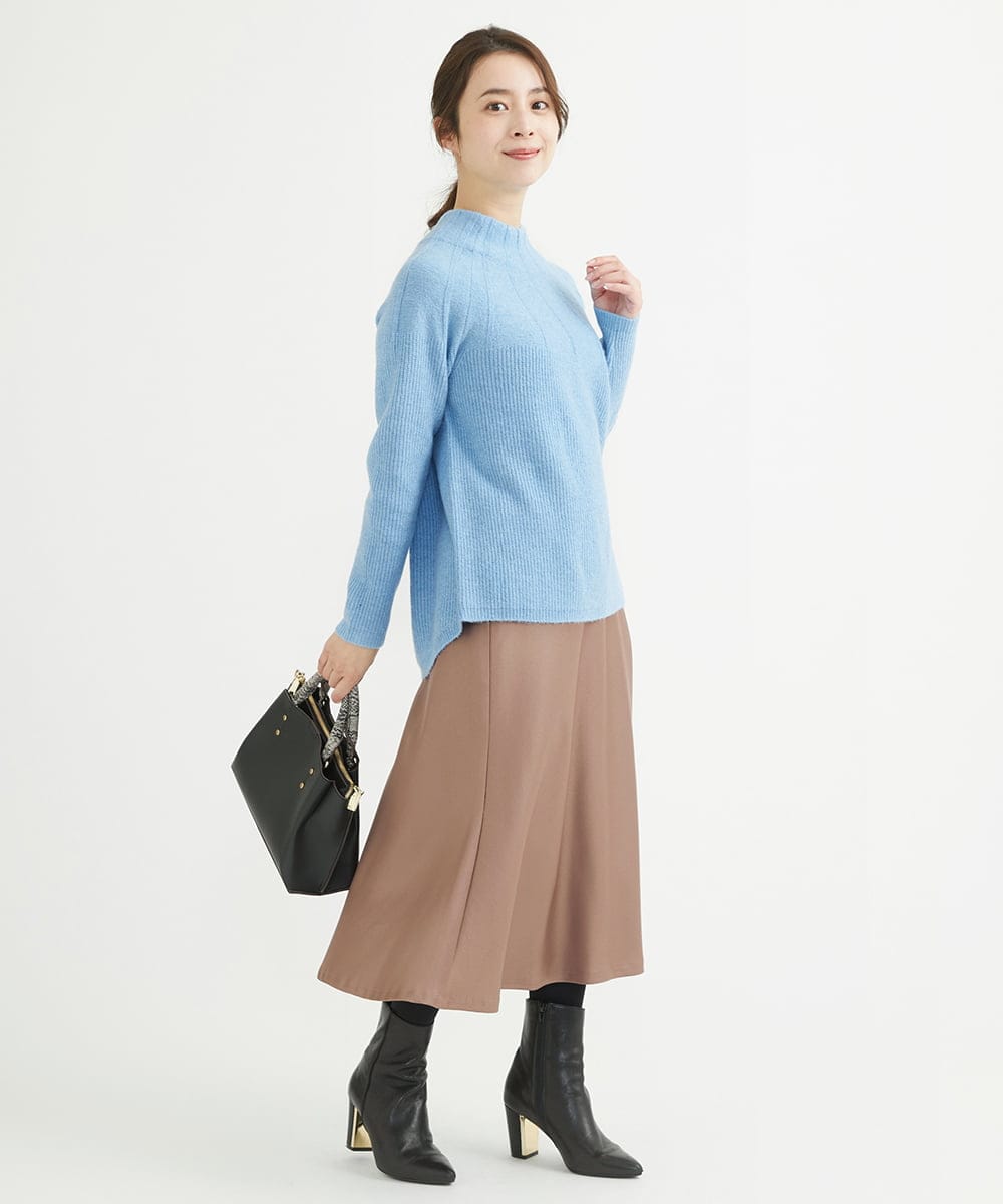 F1HAV50150 MK MICHEL KLEIN(小さいサイズ)(メゾン ドゥ サンク) 【小さいサイズ】サテンフレアスカート/洗える パープル
