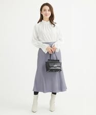 F1HAV50150 MK MICHEL KLEIN(小さいサイズ)(メゾン ドゥ サンク) 【小さいサイズ】サテンフレアスカート/洗える パープル