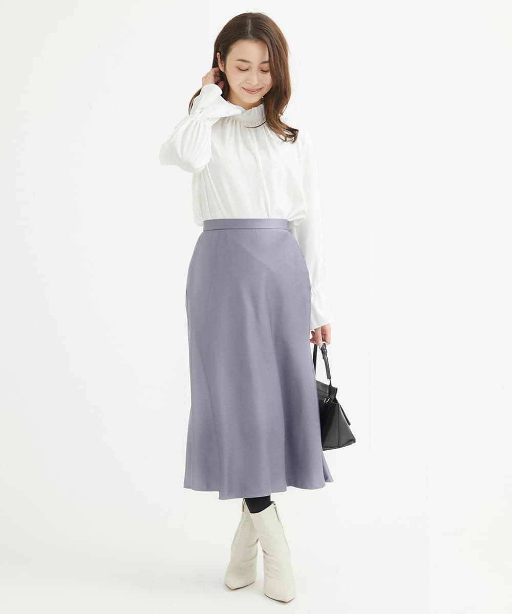 F1HAV50150 MK MICHEL KLEIN(小さいサイズ)(メゾン ドゥ サンク) 【小さいサイズ】サテンフレアスカート/洗える パープル