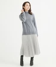 F1HAV52160 MK MICHEL KLEIN(小さいサイズ)(メゾン ドゥ サンク) 【小さいサイズ】ウーリッシュプリーツスカート/洗える モカ