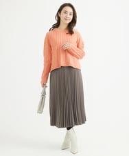 F1HAV52160 MK MICHEL KLEIN(小さいサイズ)(メゾン ドゥ サンク) 【小さいサイズ】ウーリッシュプリーツスカート/洗える モカ