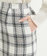 F1HAV58140 MK MICHEL KLEIN(小さいサイズ)(メゾン ドゥ サンク) 【小さいサイズ】ロービングチェックタイトロングスカート/洗える ホワイト