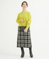 F1HAV58140 MK MICHEL KLEIN(小さいサイズ)(メゾン ドゥ サンク) 【小さいサイズ】ロービングチェックタイトロングスカート/洗える ホワイト