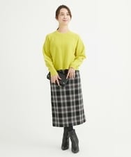 F1HAV58140 MK MICHEL KLEIN(小さいサイズ)(メゾン ドゥ サンク) 【小さいサイズ】ロービングチェックタイトロングスカート/洗える ホワイト