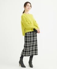 F1HAV58140 MK MICHEL KLEIN(小さいサイズ)(メゾン ドゥ サンク) 【小さいサイズ】ロービングチェックタイトロングスカート/洗える ホワイト