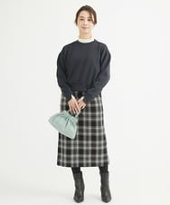 F1HAV58140 MK MICHEL KLEIN(小さいサイズ)(メゾン ドゥ サンク) 【小さいサイズ】ロービングチェックタイトロングスカート/洗える ホワイト